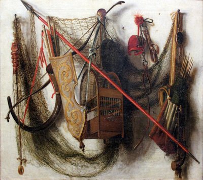 Natura morta con armi e dispositivi da caccia da Johannes Leemans
